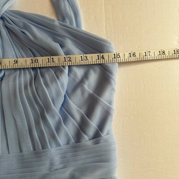 David's Bridal Y Neck Mesh Short Bridesmaid Dress Ice Blue Women's Size 6 EUC - Picture 9 of 10